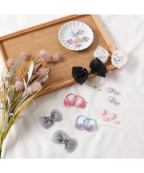 apres les cours（アプレレクール）の「チュールリボンヘアゴム（ヘアゴム・キッズ・ブラック/オフホワイト・FREE）」の8枚目の写真