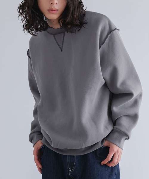 n'OrLABEL(ノアールレーベル)の「裏起毛配色ステッチプルオーバー(スウェット・メンズ・ブラック/グレー・M/L)」の3枚目の写真