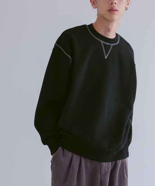 n'OrLABEL(ノアールレーベル)の「裏起毛配色ステッチプルオーバー(スウェット・メンズ・ブラック/グレー・M/L)」の12枚目の写真