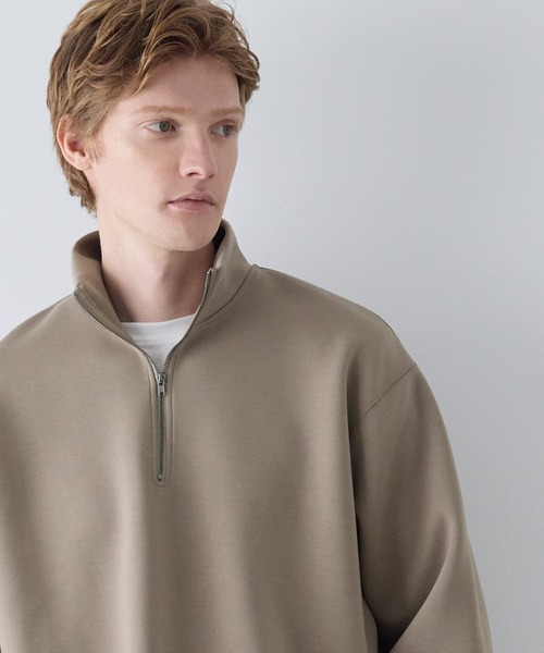 coca（coca）（コカ）の「ハリ感ソフトスウェット ハーフジップトップス（スウェット・メンズ・ブラック/ダークベージュ・L/M/XL）」の3枚目の写真