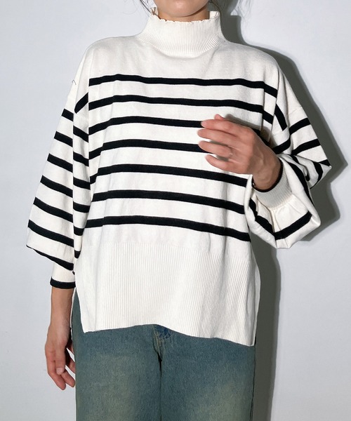 AS KNOW AS plus（アズノゥアズプラス）の「◇マシュマロカラーハイネックニットプルオーバー（ニット/セーター・レディース・ライトグレー/レッド/ホワイト系/ブラック/オフホワイト/ダークグリーン/ブルー・FREE）」の3枚目の写真