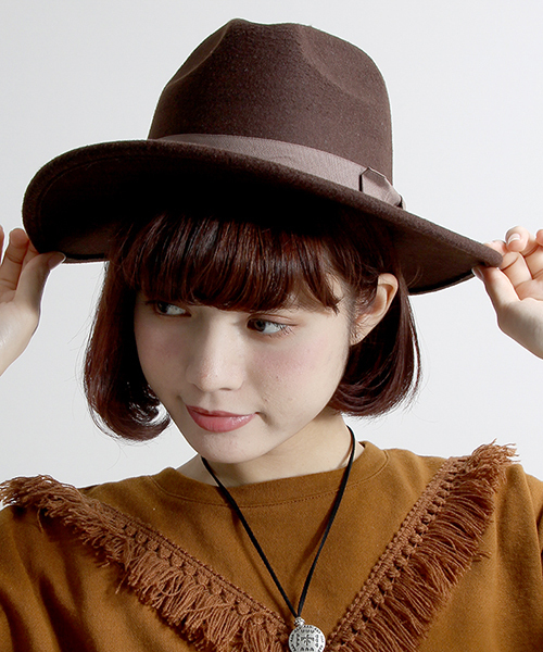 WEGO（ウィゴー）の「WEGO/ツバ広ハット（ハット・レディース・ブラック/ブラウン/ワイン/カーキ/ネイビー/ベージュ/オレンジ/ライトベージュ/グレイッシュベージュ・FREE）」の3枚目の写真