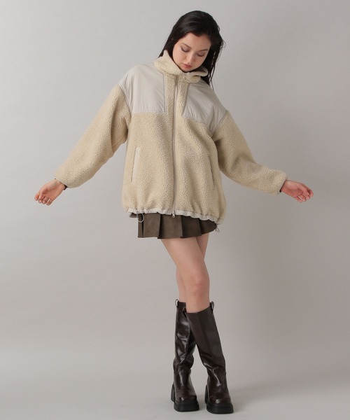 FOREVER 21（フォーエバー トゥエンティーワン）の「【2024FW】ボアスタンドブルゾン（ブルゾン・レディース・アイボリー/チャコールグレー・FREE）」の9枚目の写真