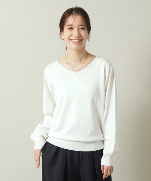 セール】【通勤／マシンウォッシャブル】アンチピリングVネックニット