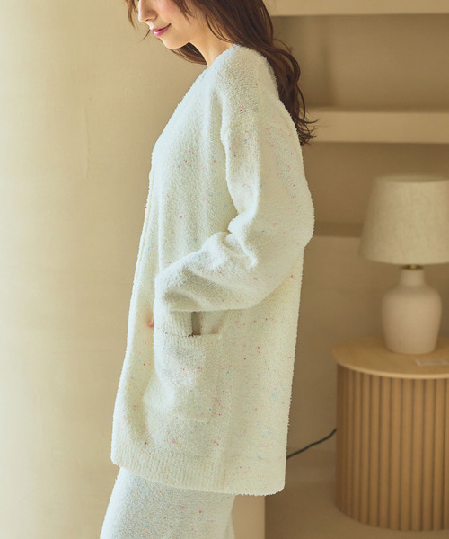 cross marche(クロスマルシェ)の「【LAFUKU/ラフク】もちふわマシュマロニット/カラーネップニットVネックカーディガン/ルームウェア(上下別売り)(ルームウェア/パジャマ・レディース・サーモンピンク/モカ/オフホワイト/サックスブルー/グレー・M/L/S/3L/LL)」の8枚目の写真