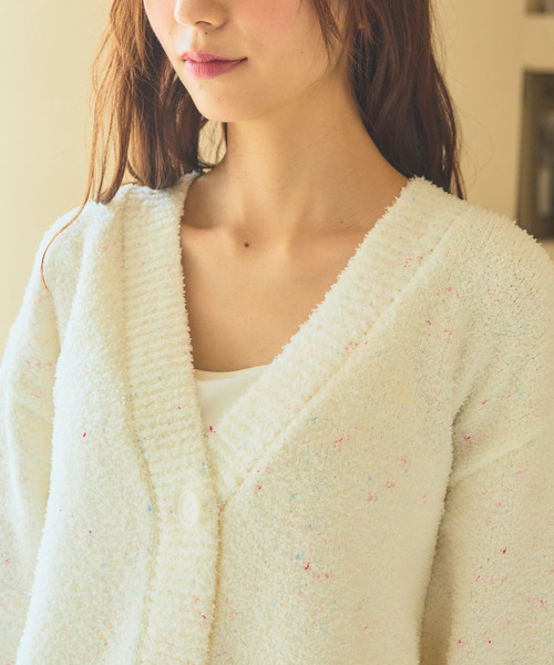 cross marche(クロスマルシェ)の「【LAFUKU/ラフク】もちふわマシュマロニット/カラーネップニットVネックカーディガン/ルームウェア(上下別売り)(ルームウェア/パジャマ・レディース・サーモンピンク/モカ/オフホワイト/サックスブルー/グレー・M/L/S/3L/LL)」の11枚目の写真