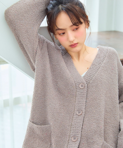 cross marche(クロスマルシェ)の「【LAFUKU/ラフク】もちふわマシュマロニット/カラーネップニットVネックカーディガン/ルームウェア(上下別売り)(ルームウェア/パジャマ・レディース・サーモンピンク/モカ/オフホワイト/サックスブルー/グレー・M/L/S/3L/LL)」の19枚目の写真