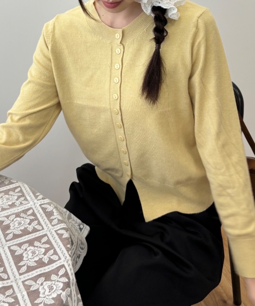 プレート付きベーシックニットカラーカーディガン / plate basicn knit  