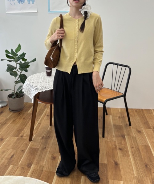 プレート付きベーシックニットカラーカーディガン / plate basicn knit  