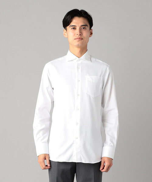 COMME CA MEN(コムサメン)の「コットンヘリンボーン カッタウェイカラードレスシャツ (ホワイト)(シャツ/ブラウス・メンズ・ホワイト・M/L/S)」の14枚目の写真