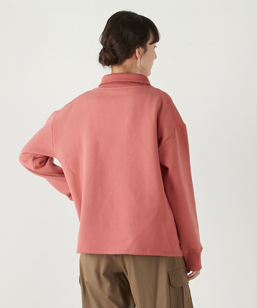 MELROSE claire（メルローズ クレール）の「【裏起毛＋リブ使いのハーフジッププルオーバー】（Tシャツ/カットソー・レディース・ピンク/ダークネイビー/オフホワイト・FREE）」の5枚目の写真