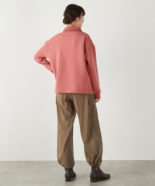 MELROSE claire（メルローズ クレール）の「【裏起毛＋リブ使いのハーフジッププルオーバー】（Tシャツ/カットソー・レディース・ピンク/ダークネイビー/オフホワイト・FREE）」の9枚目の写真