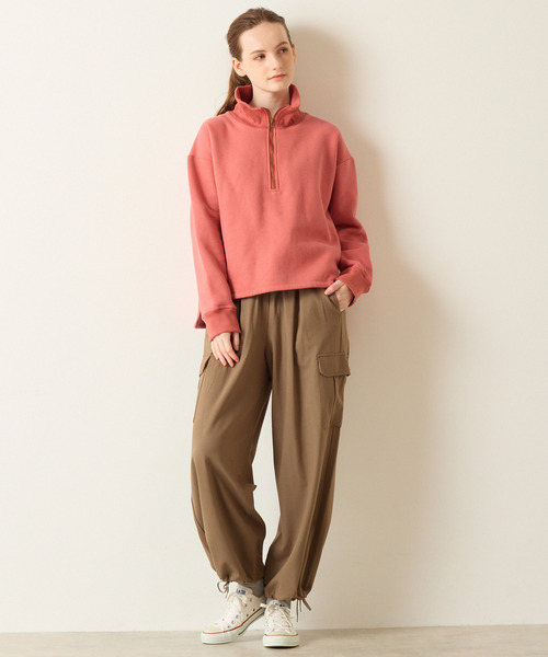 MELROSE claire（メルローズ クレール）の「【裏起毛＋リブ使いのハーフジッププルオーバー】（Tシャツ/カットソー・レディース・ピンク/ダークネイビー/オフホワイト・FREE）」の13枚目の写真