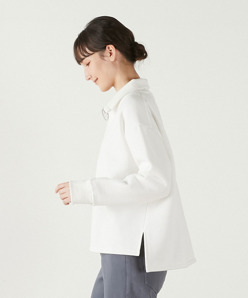 MELROSE claire（メルローズ クレール）の「【裏起毛＋リブ使いのハーフジッププルオーバー】（Tシャツ/カットソー・レディース・ピンク/ダークネイビー/オフホワイト・FREE）」の22枚目の写真