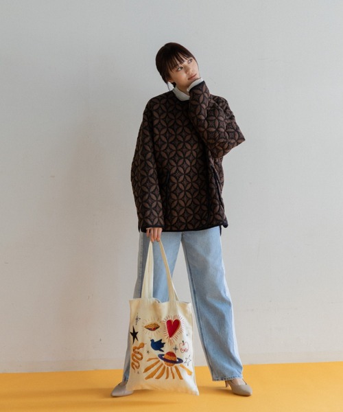 AMERICAN RAG CIE（アメリカンラグシー）の「LEIN 刺繍トートバッグ（トートバッグ・レディース・ホワイト/ブラック・FREE）」の6枚目の写真