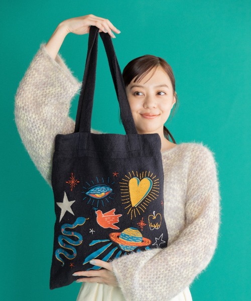 AMERICAN RAG CIE（アメリカンラグシー）の「LEIN 刺繍トートバッグ（トートバッグ・レディース・ホワイト/ブラック・FREE）」の10枚目の写真