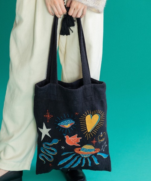 AMERICAN RAG CIE（アメリカンラグシー）の「LEIN 刺繍トートバッグ（トートバッグ・レディース・ホワイト/ブラック・FREE）」の11枚目の写真