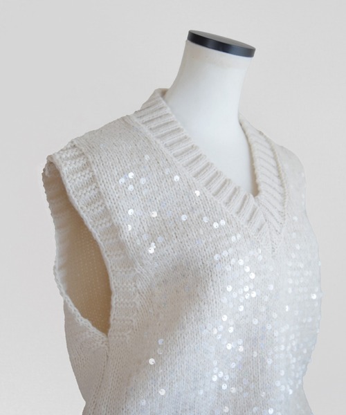 セール】スパンコールニットベスト（ベスト）｜Marient