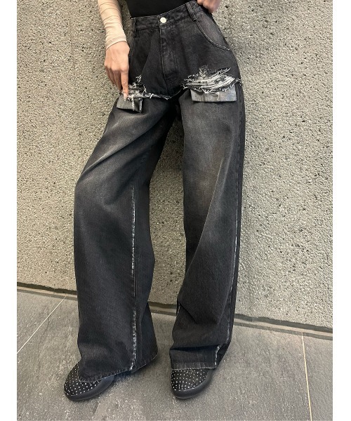 ダメージルーズデニムパンツ（デニムパンツ）｜Darich