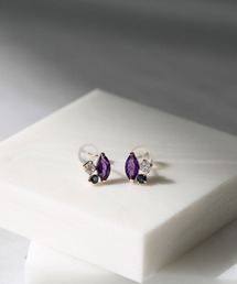 queite（ケイト）の「K10 YG アソートピアス　アメジスト/サファイヤ/CZ ［queite］（ピアス（両耳用））」