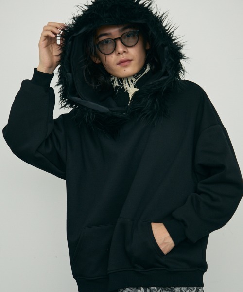 セール】big hood fur design pullover / ビッグフードファー