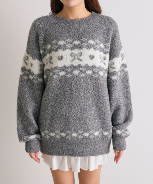 OLIVE des OLIVE（オリーブデオリーブ）の「リボンジャガードニット（ニット/セーター・レディース・オフホワイト/レッド/ブラック・FREE）」の20枚目の写真