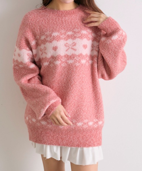 OLIVE des OLIVE（オリーブデオリーブ）の「リボンジャガードニット（ニット/セーター・レディース・オフホワイト/レッド/ブラック・FREE）」の16枚目の写真