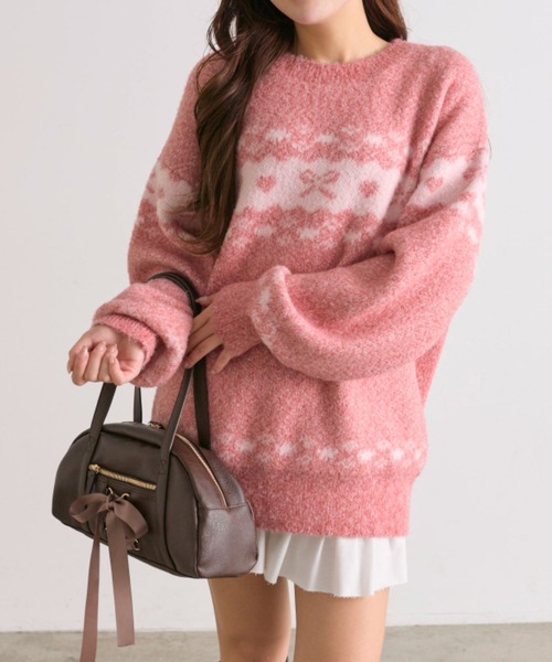 OLIVE des OLIVE（オリーブデオリーブ）の「リボンジャガードニット（ニット/セーター・レディース・オフホワイト/レッド/ブラック・FREE）」の17枚目の写真