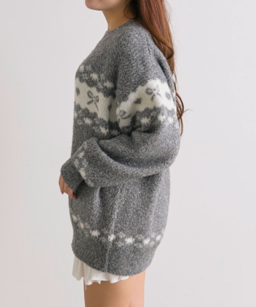 OLIVE des OLIVE（オリーブデオリーブ）の「リボンジャガードニット（ニット/セーター・レディース・オフホワイト/レッド/ブラック・FREE）」の11枚目の写真