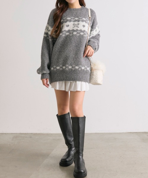 OLIVE des OLIVE（オリーブデオリーブ）の「リボンジャガードニット（ニット/セーター・レディース・オフホワイト/レッド/ブラック・FREE）」の14枚目の写真