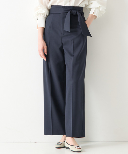 Tiara(ティアラ)の「ハイウエストベルテッドワイドパンツ(セットアップ対応)(その他パンツ・レディース・ネイビー/ベージュ・2/3)」の2枚目の写真