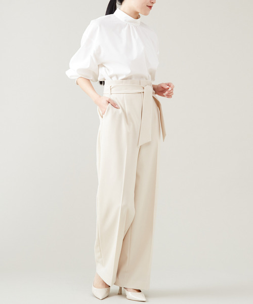 Tiara(ティアラ)の「ハイウエストベルテッドワイドパンツ(セットアップ対応)(その他パンツ・レディース・ネイビー/ベージュ・2/3)」の5枚目の写真