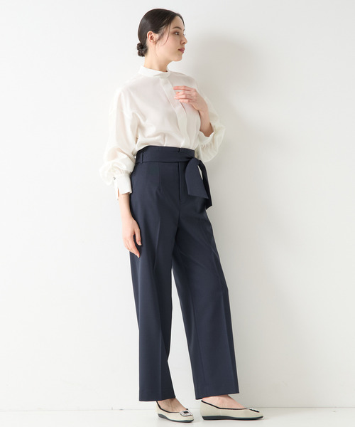 Tiara(ティアラ)の「ハイウエストベルテッドワイドパンツ(セットアップ対応)(その他パンツ・レディース・ネイビー/ベージュ・2/3)」の12枚目の写真