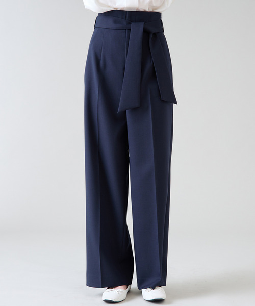 Tiara(ティアラ)の「ハイウエストベルテッドワイドパンツ(セットアップ対応)(その他パンツ・レディース・ネイビー/ベージュ・2/3)」の14枚目の写真