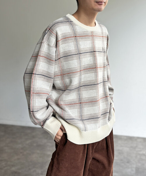 U.S. POLO ASSN.(ユーエスポロアッスン)の「チェッククルーネックニット(ニット/セーター・メンズ・ネイビー/アイボリー・MEDIUM/LARGE)」の8枚目の写真