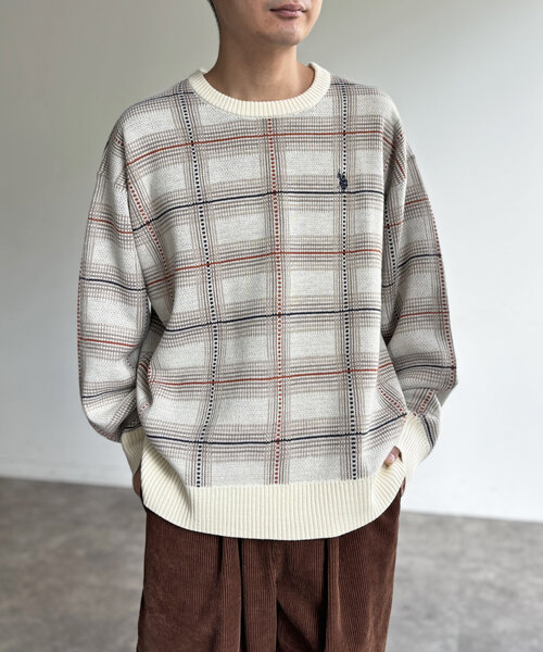 U.S. POLO ASSN.(ユーエスポロアッスン)の「チェッククルーネックニット(ニット/セーター・メンズ・ネイビー/アイボリー・MEDIUM/LARGE)」の9枚目の写真