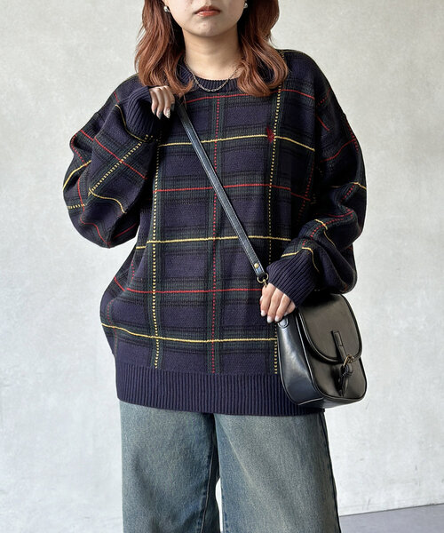 U.S. POLO ASSN.(ユーエスポロアッスン)の「チェッククルーネックニット(ニット/セーター・メンズ・ネイビー/アイボリー・MEDIUM/LARGE)」の13枚目の写真