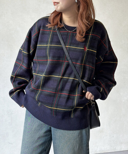 U.S. POLO ASSN.(ユーエスポロアッスン)の「チェッククルーネックニット(ニット/セーター・メンズ・ネイビー/アイボリー・MEDIUM/LARGE)」の14枚目の写真