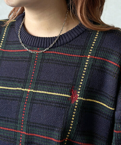 U.S. POLO ASSN.(ユーエスポロアッスン)の「チェッククルーネックニット(ニット/セーター・メンズ・ネイビー/アイボリー・MEDIUM/LARGE)」の20枚目の写真