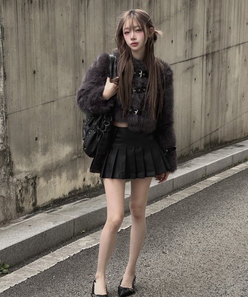 ファーベルトショートジャケット（ノーカラージャケット）｜KsG