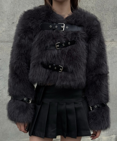 ファーベルトショートジャケット（ノーカラージャケット）｜KsG