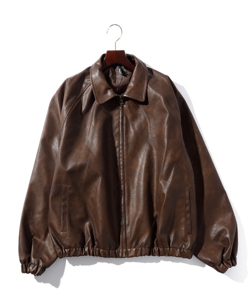 【セール】メンズライク ビッグシルエット フェイクレザー ブルゾン（ブルゾン）｜THISIS（ディスイズ）