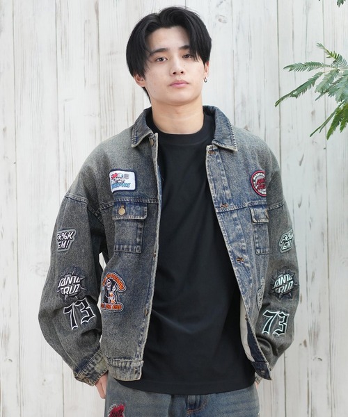 【ワンダフルワールド】チェック柄サンタ刺繍ワッペン付きジャケット セール】【ムラサキスポーツ限定】SANTACRUZ/サンタクルーズ