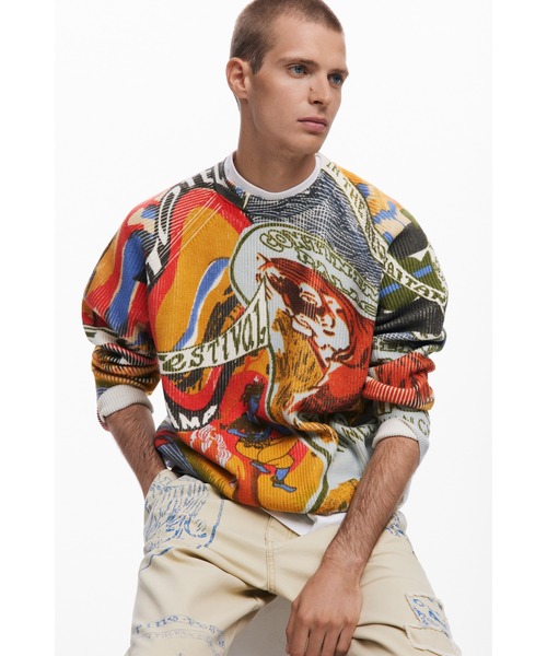 Desigual（デシグアル）の「インドモチーフ アートプリントニット（ニット/セーター・メンズ・マルチ・S/XL/L/M）」の4枚目の写真