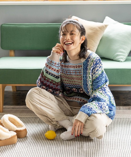 niko and...(ニコアンド)の「リメイク風フェアアイルニットプルオーバー(ニット/セーター・レディース・チャコール/アイボリー/ブルー・MEDIUM/LARGE)」の15枚目の写真