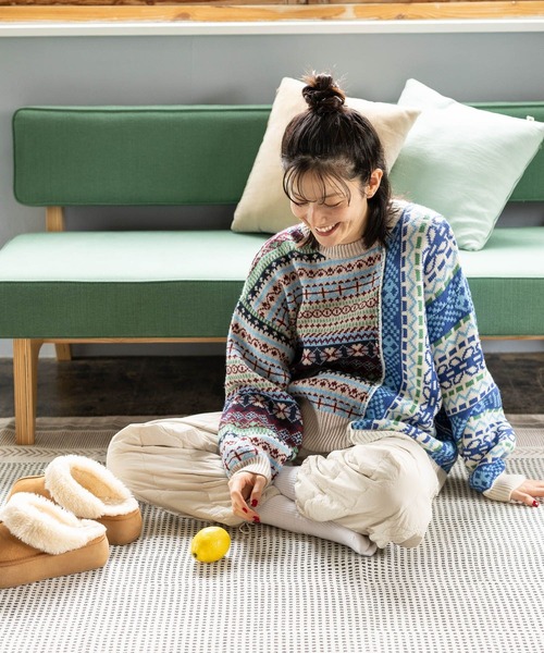 niko and...(ニコアンド)の「リメイク風フェアアイルニットプルオーバー(ニット/セーター・レディース・チャコール/アイボリー/ブルー・MEDIUM/LARGE)」の16枚目の写真