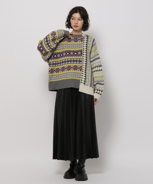 niko and...(ニコアンド)の「リメイク風フェアアイルニットプルオーバー(ニット/セーター・レディース・チャコール/アイボリー/ブルー・MEDIUM/LARGE)」の19枚目の写真