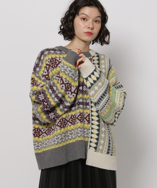 niko and...(ニコアンド)の「リメイク風フェアアイルニットプルオーバー(ニット/セーター・レディース・チャコール/アイボリー/ブルー・MEDIUM/LARGE)」の22枚目の写真