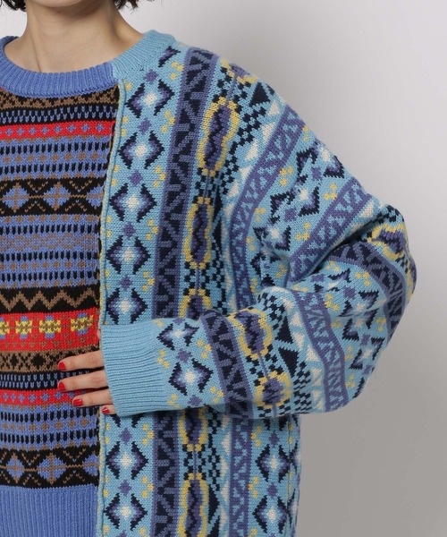 niko and...(ニコアンド)の「リメイク風フェアアイルニットプルオーバー(ニット/セーター・レディース・チャコール/アイボリー/ブルー・MEDIUM/LARGE)」の9枚目の写真