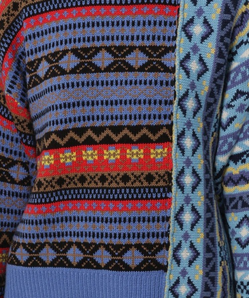 niko and...(ニコアンド)の「リメイク風フェアアイルニットプルオーバー(ニット/セーター・レディース・チャコール/アイボリー/ブルー・MEDIUM/LARGE)」の11枚目の写真